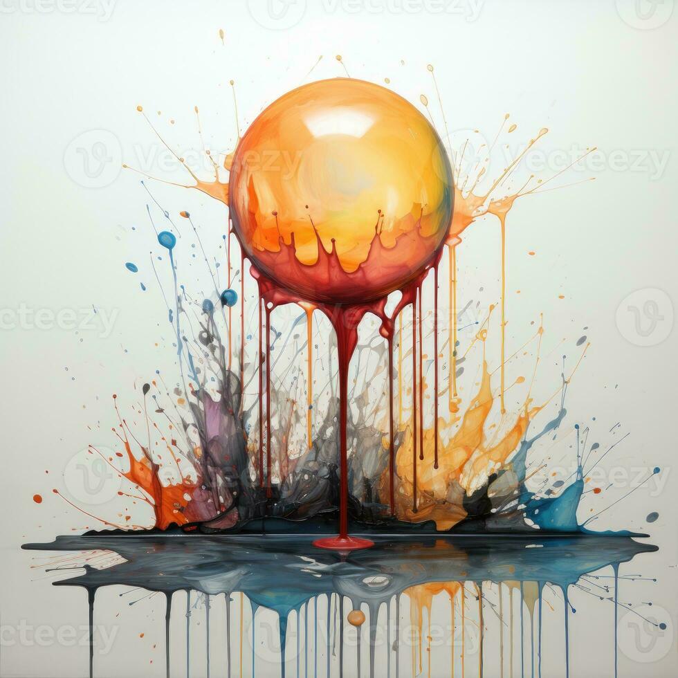 AI Generated abstract watercolor paintings, paint color splotches, abstract colors, minimalism art painting, scene design. Ai Generative. photo