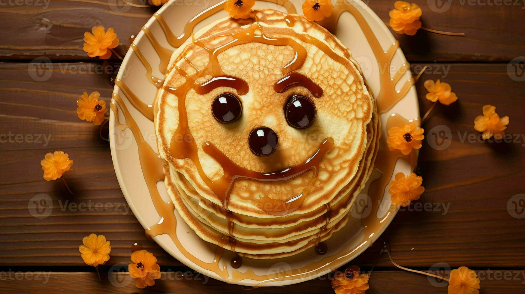 AI generated sweet maple pancake food photo