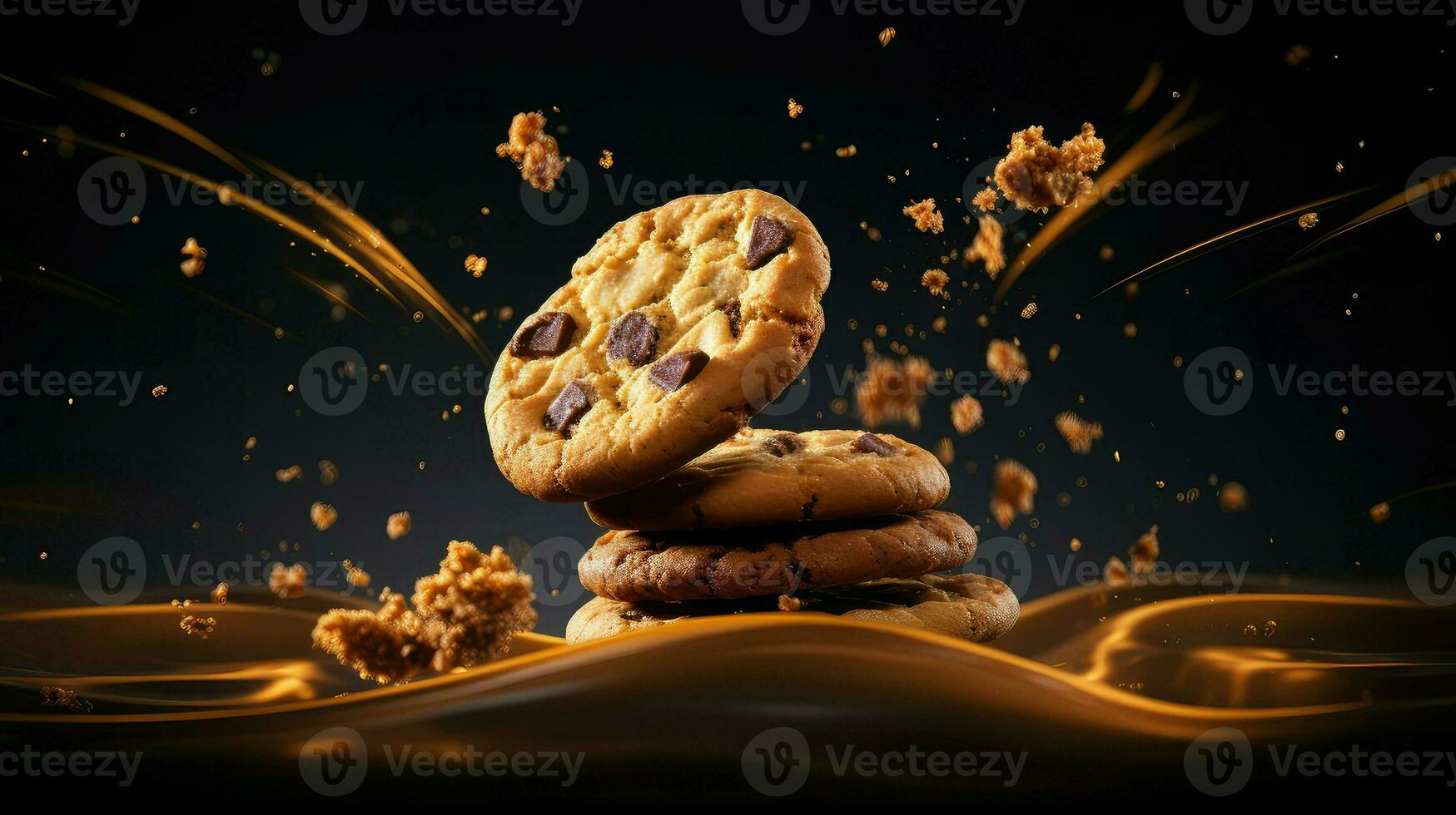 AI generated sugar flying cookies food photo