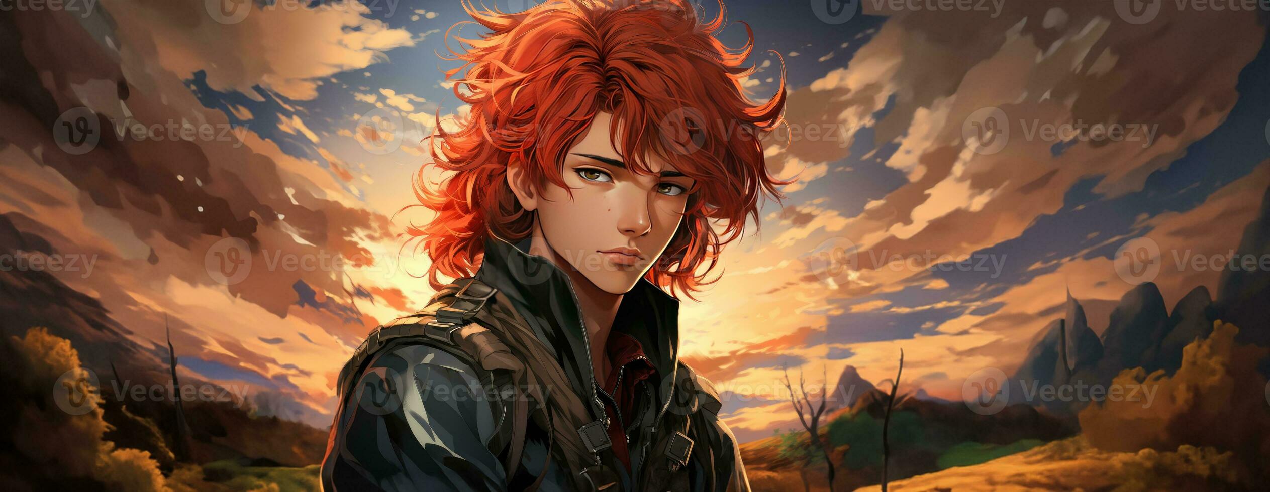 AI Generated Beautiful young redhead woman soldier portrait. Ai Generative. photo