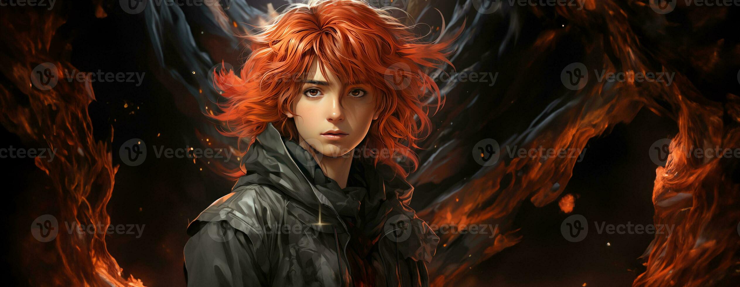 AI Generated Beautiful young redhead woman soldier portrait. Ai Generative. photo