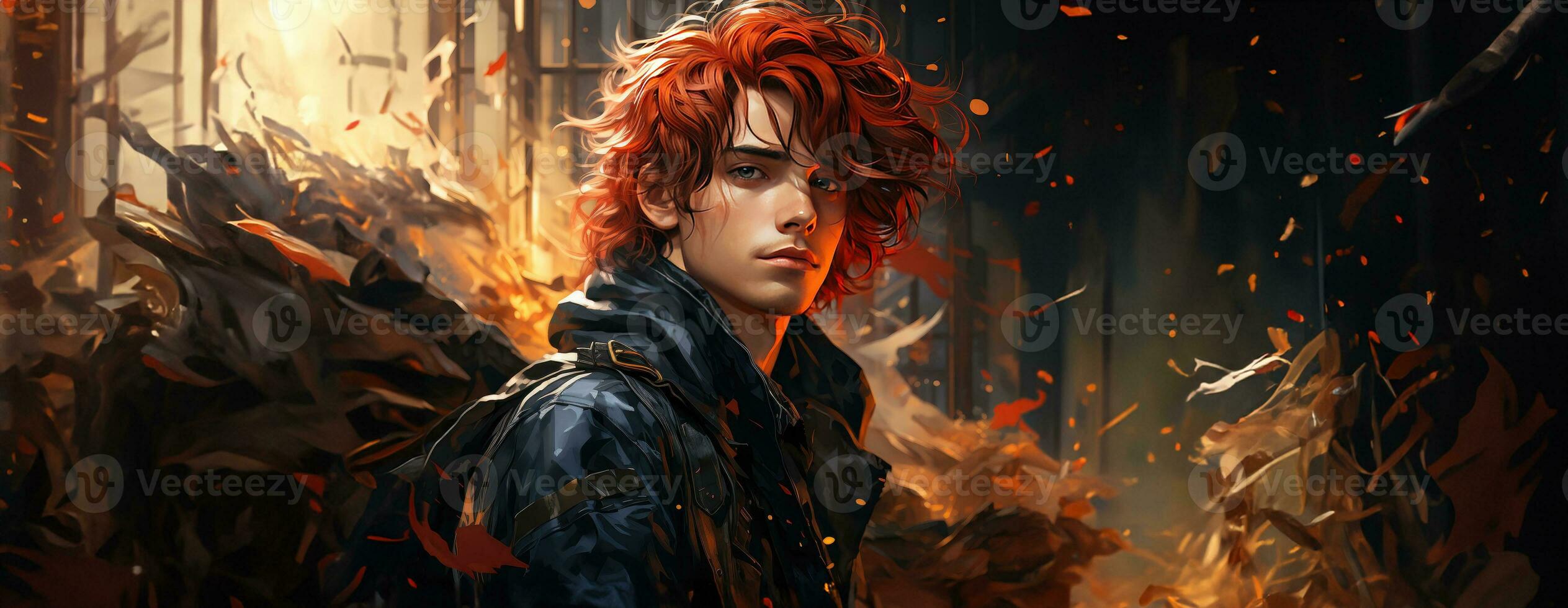 AI Generated Beautiful young redhead woman soldier portrait. Ai Generative. photo