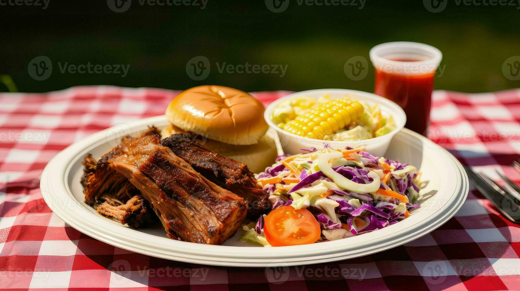 ai generado pollo plato barbacoa comida foto