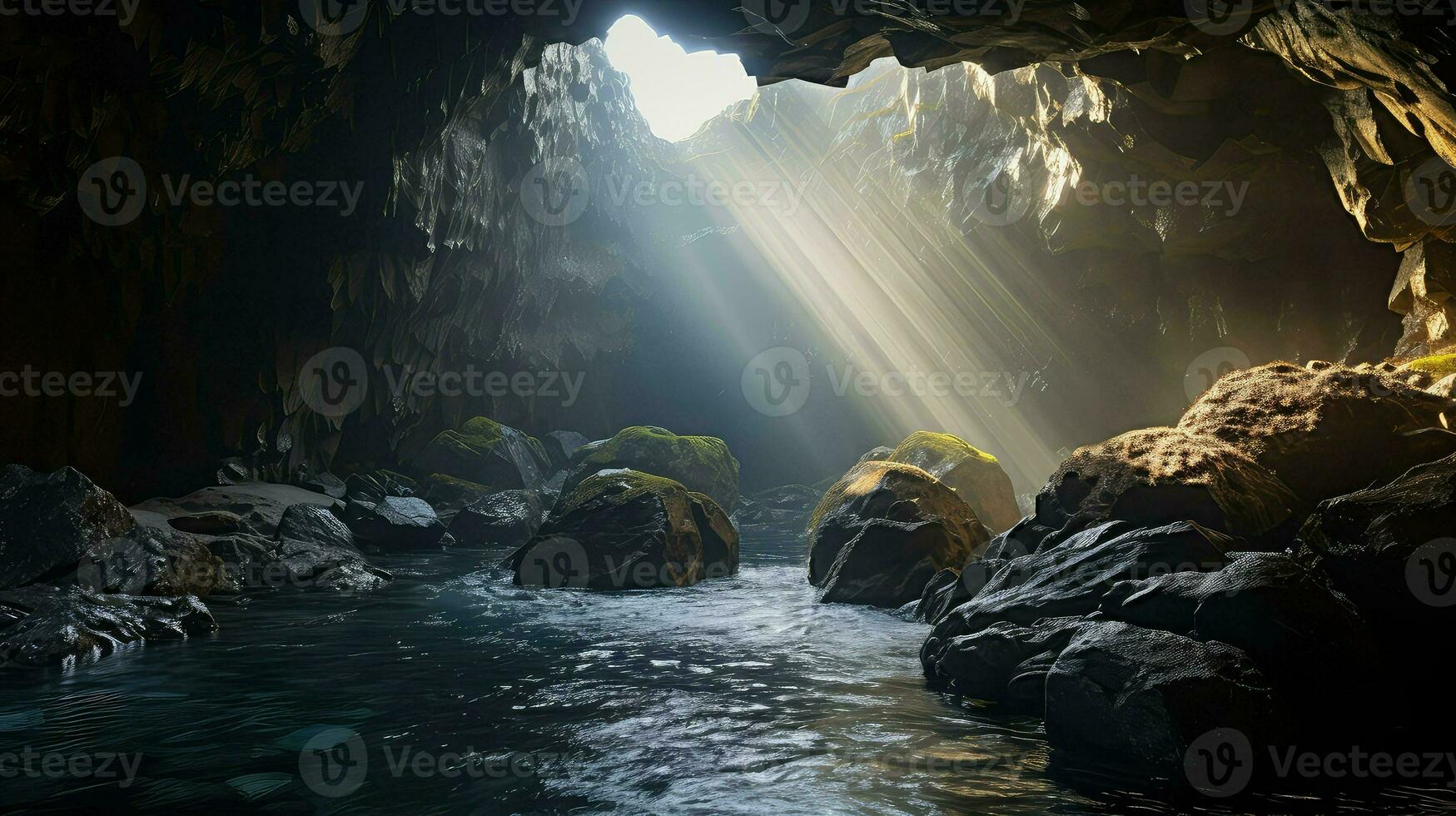 AI generated adventure lava tubes cave photo