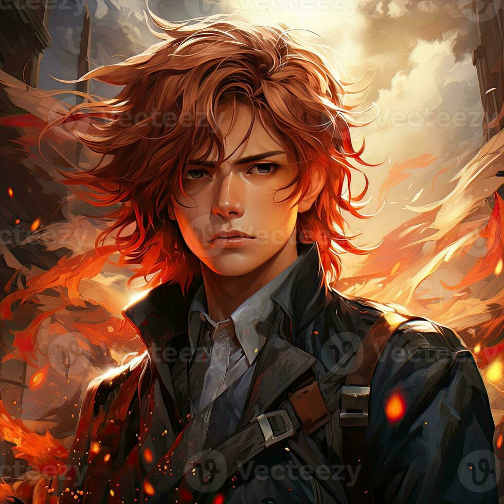AI Generated Beautiful young redhead woman soldier portrait. Ai Generative. photo