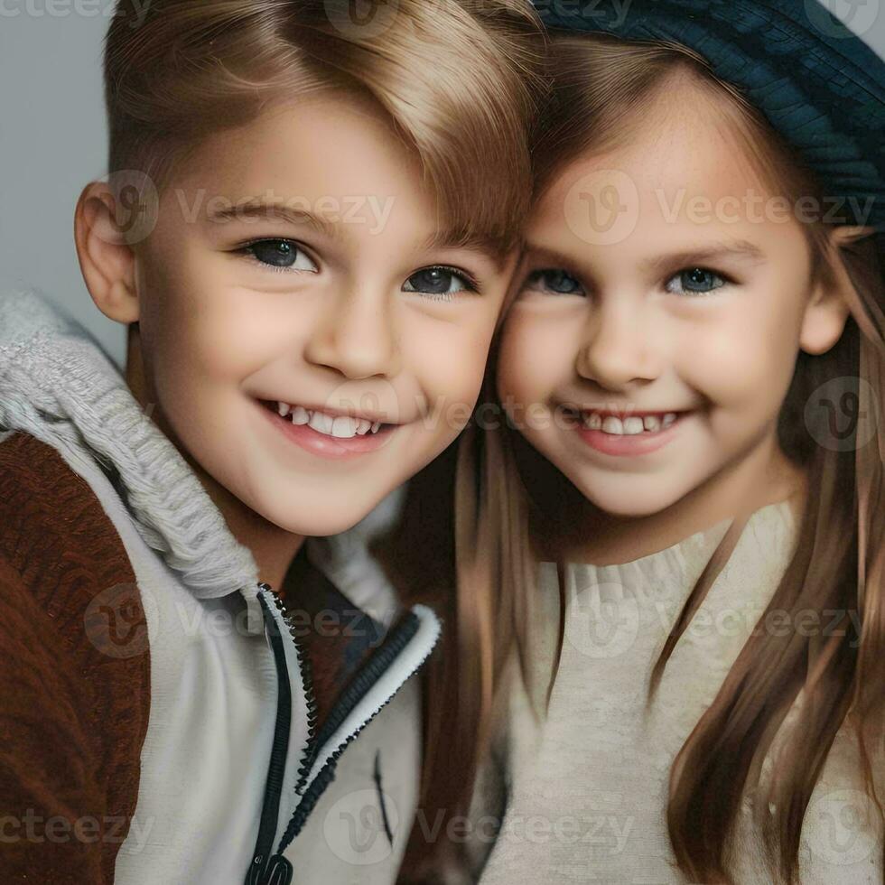 AI generated Capture the bond in a portrait of siblings photo