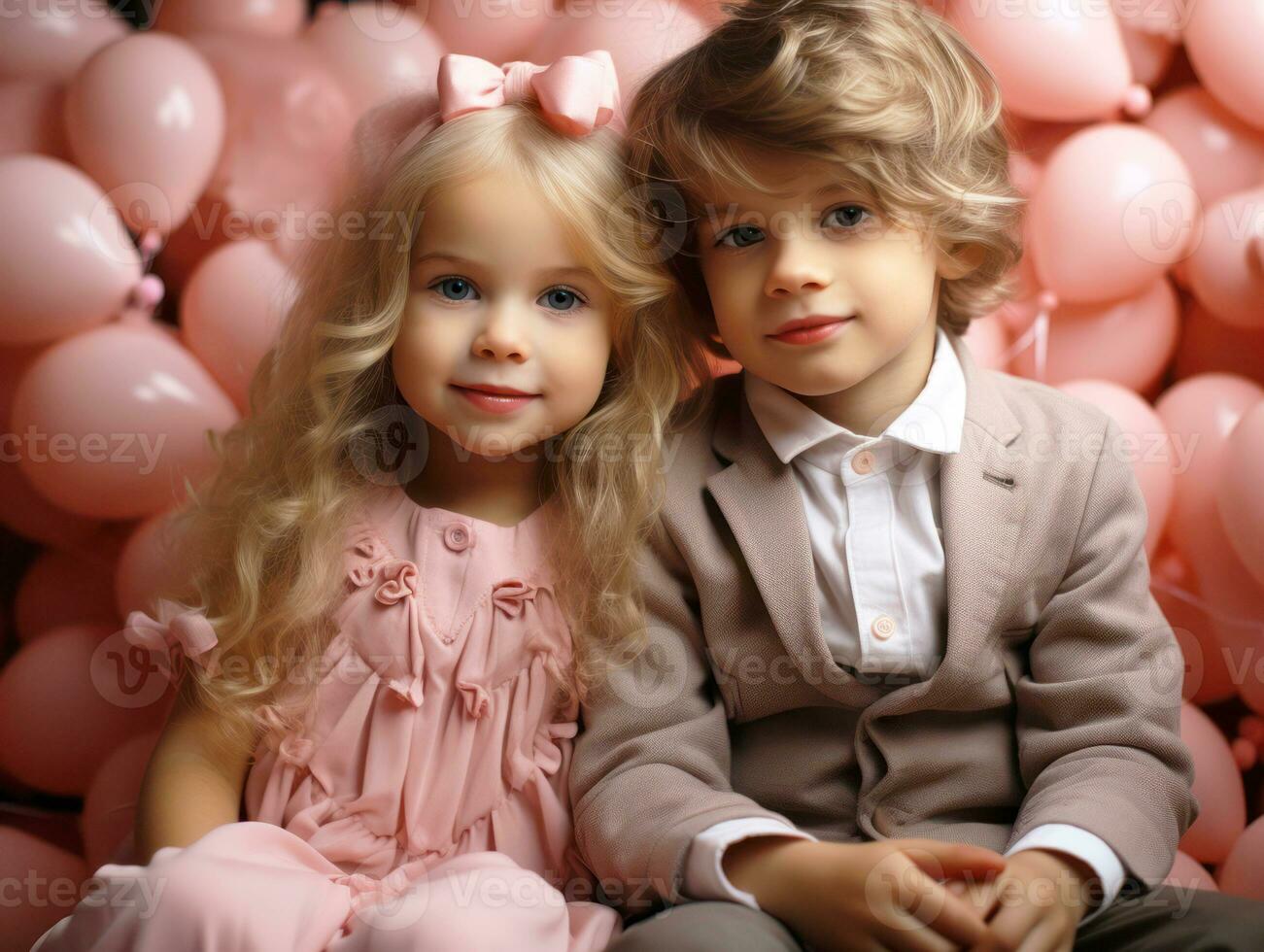 AI Generated Cute boy and girl. the concept for Valentine's Day photo