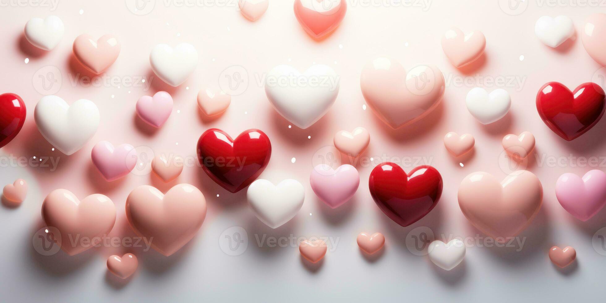 Valentine's Day. Holiday abstract Valentine background with red pink white hearts. Love concept photo