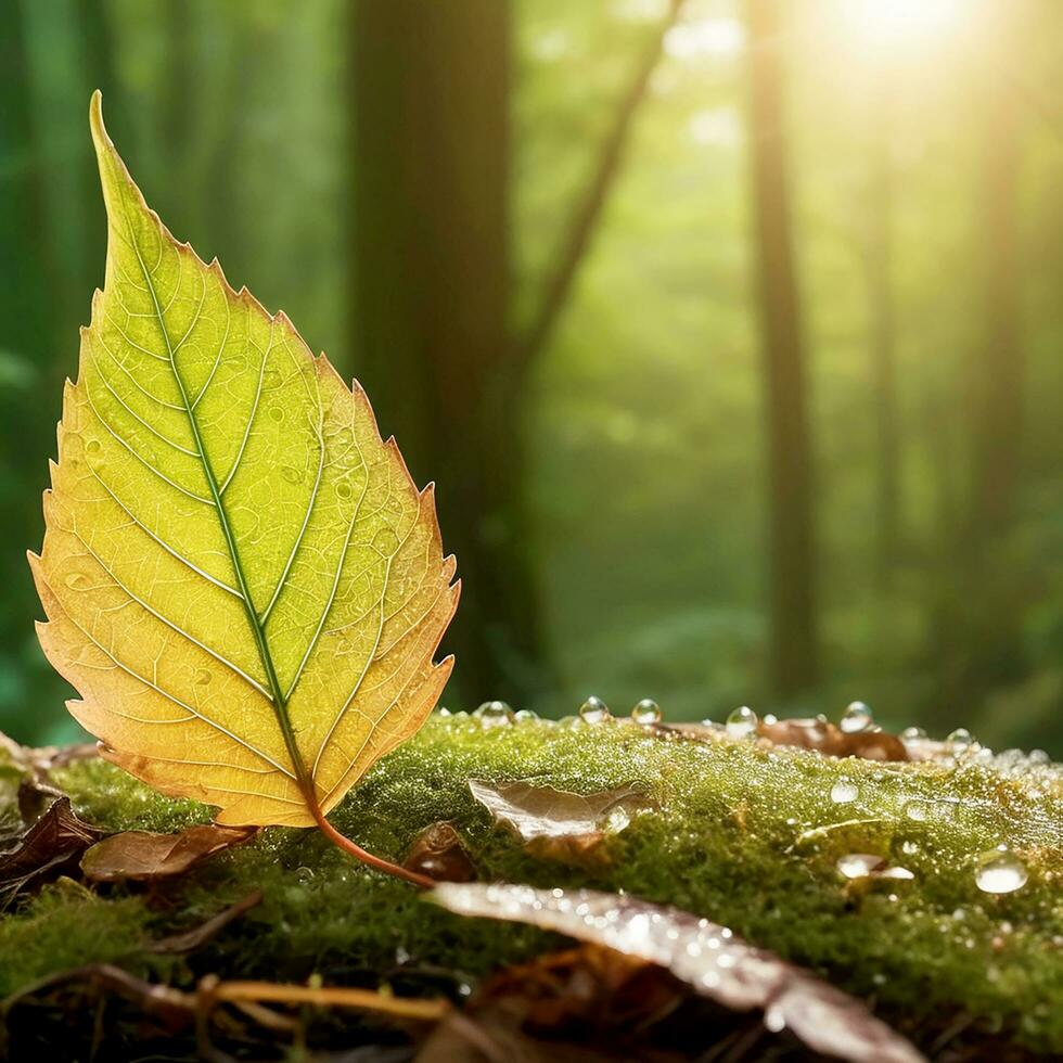 AI generated Water drop on leaf photo