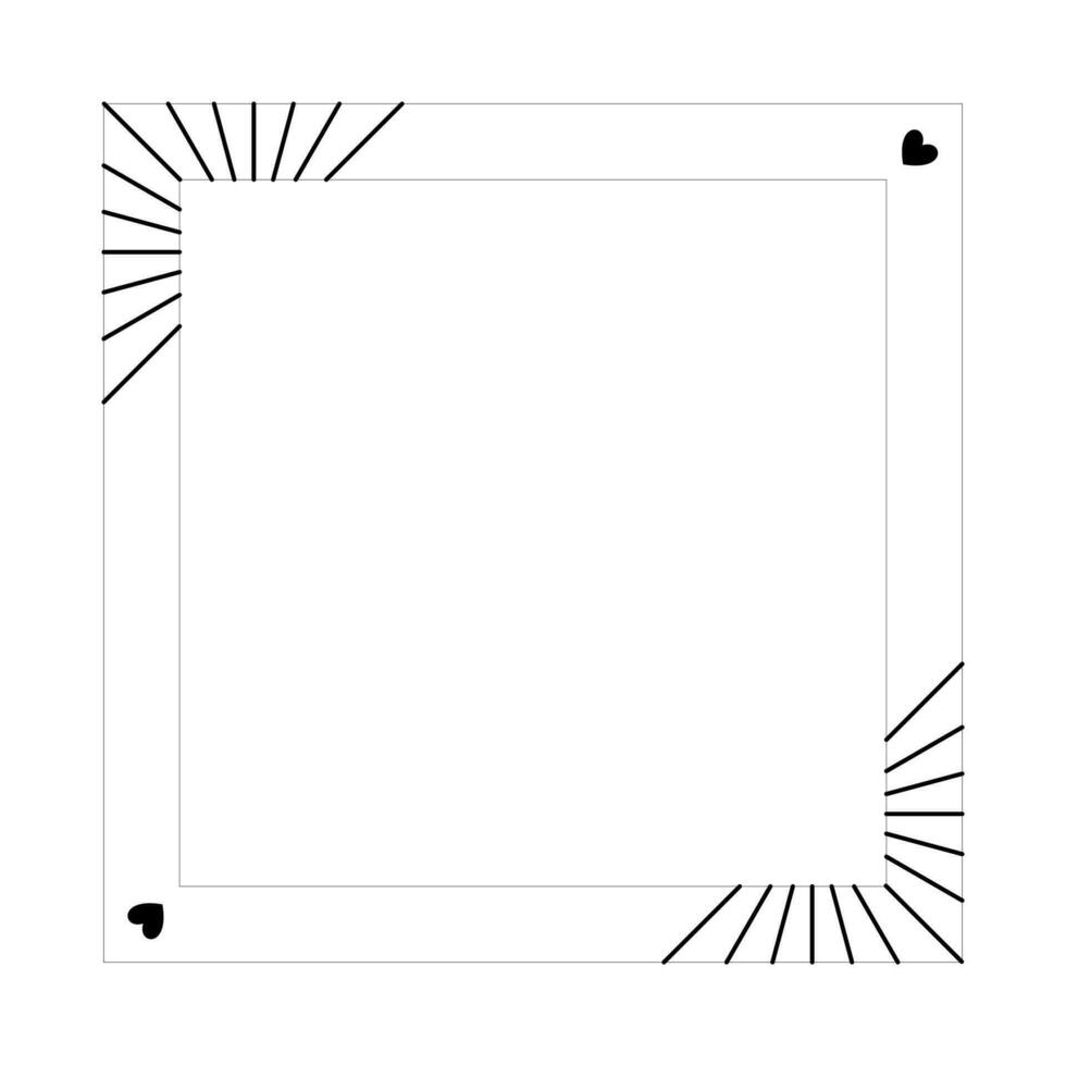 Valentine Day love aesthetic square frame with hearts. Trendy geometric minimalist linear shape for social media or poster design vector