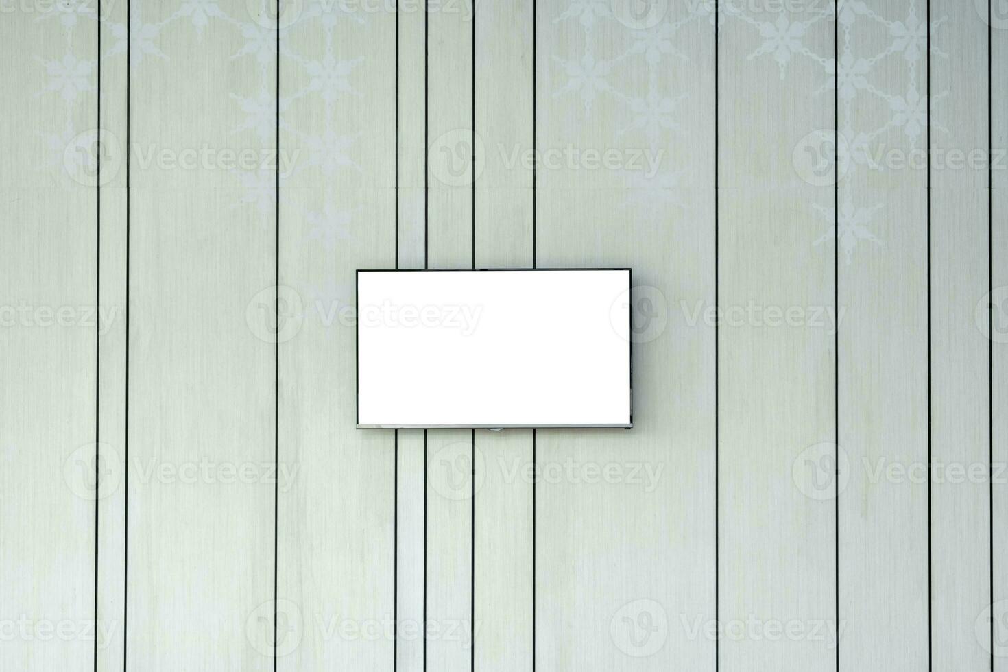 Flat blank screen tv on decorative wall photo