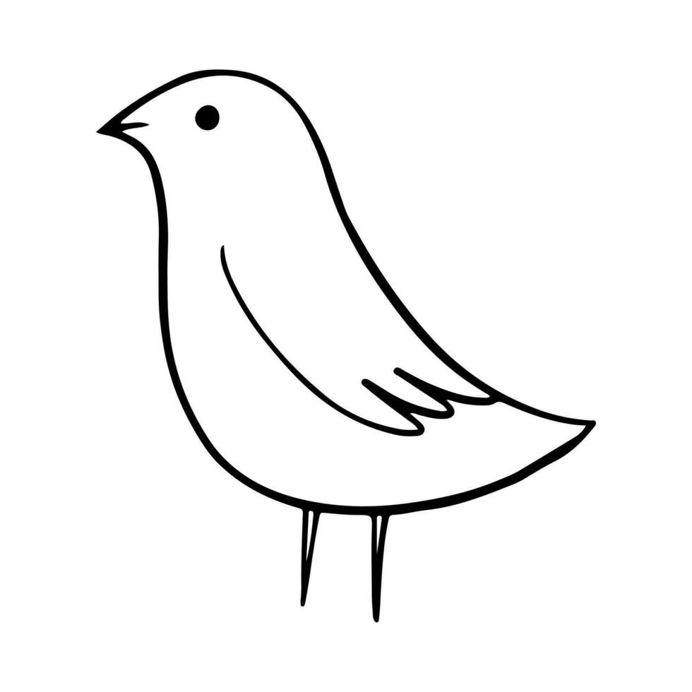 pájaro dibujos animados garabatear ilustración. negro línea pequeño aves, diferente posa, volador. contento personaje. mano dibujado plano resumen icono. moderno de moda vector ilustración