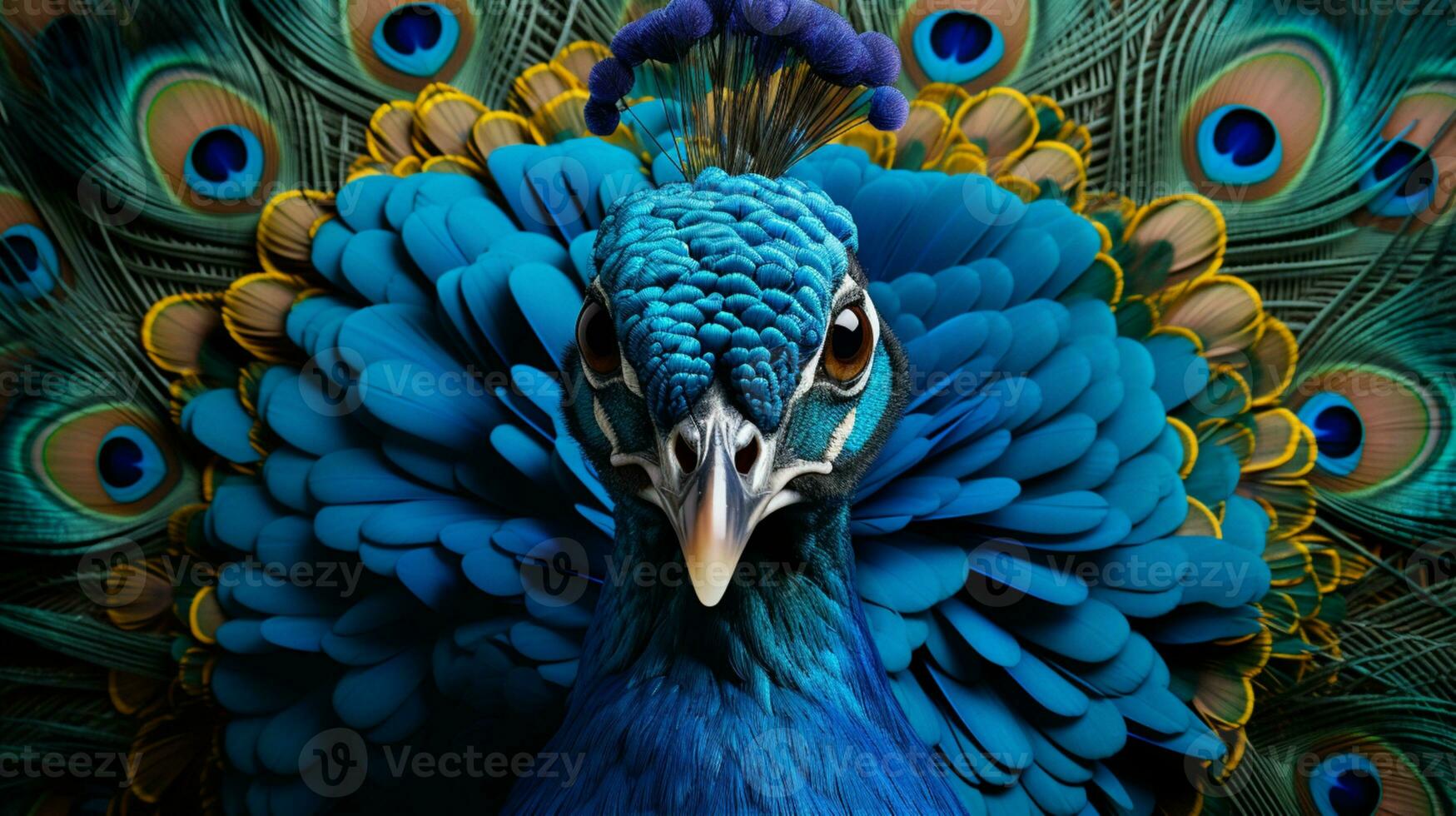 AI generated Peacock bird colorful blue animal conservation fauna photo