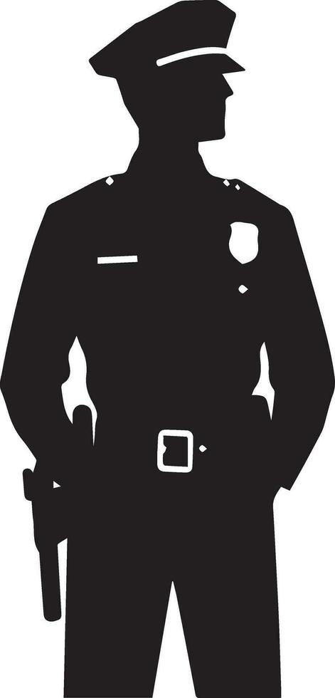 mínimo policía icono vector silueta, blanco fondo, llenar con negro 7 7