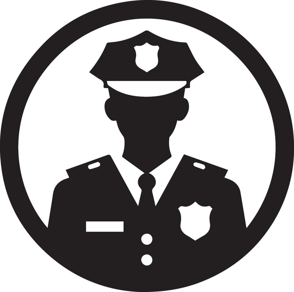 mínimo policía icono vector silueta, blanco fondo, llenar con negro 5 5