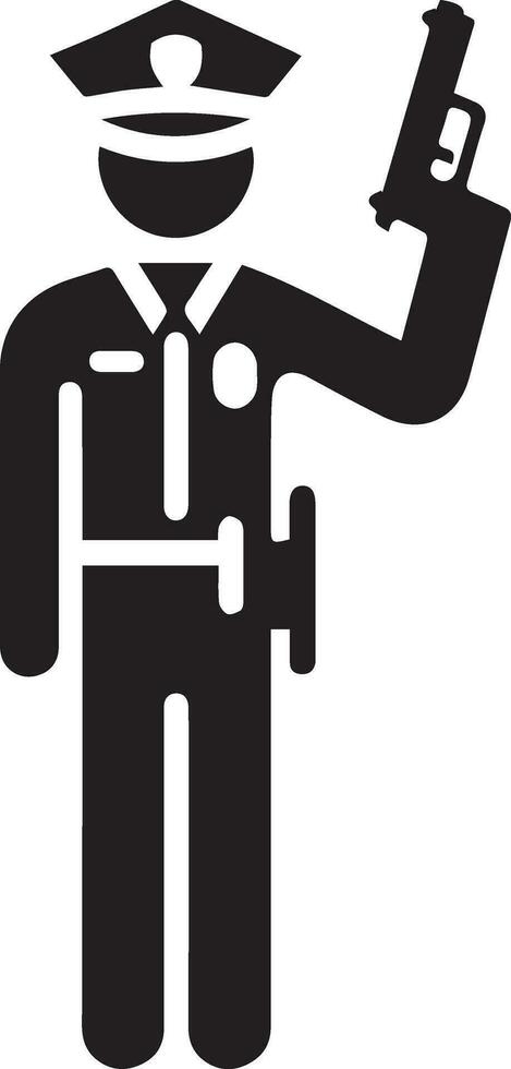 Minimal Police icon vector silhouette, white background, fill with black 11