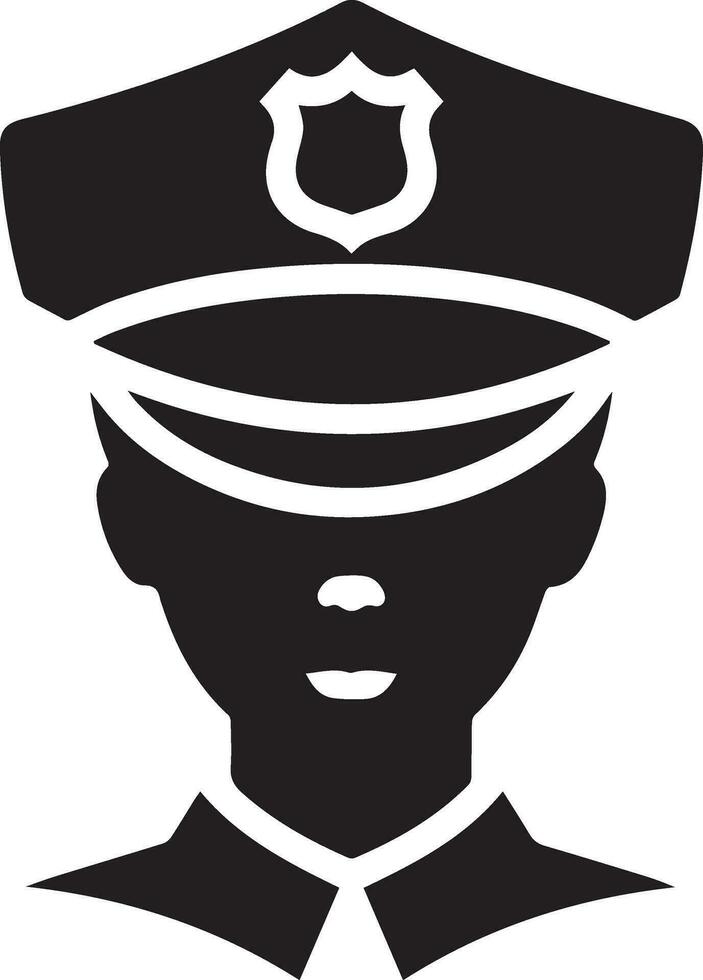 mínimo policía icono vector silueta, blanco fondo, llenar con negro 3