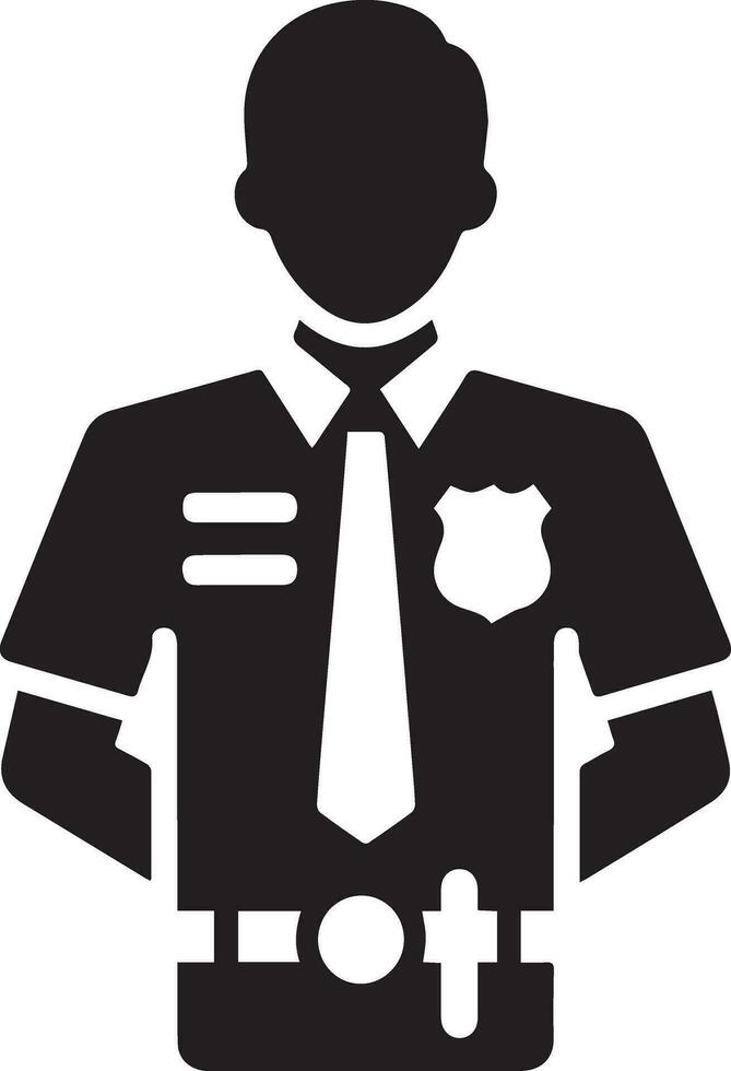 Minimal Police icon vector silhouette, white background, fill with black 16
