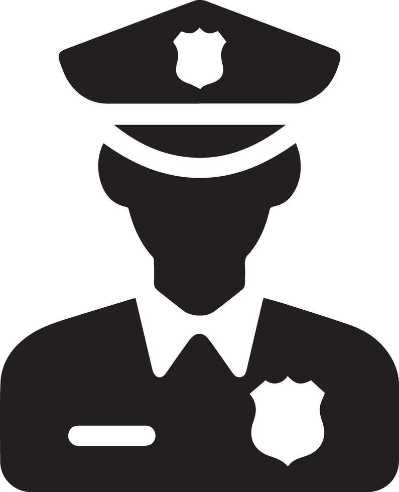 Minimal Police icon vector silhouette, white background, fill with black 23