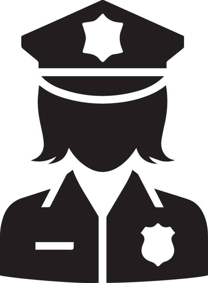 Minimal Police icon vector silhouette, white background, fill with black 17