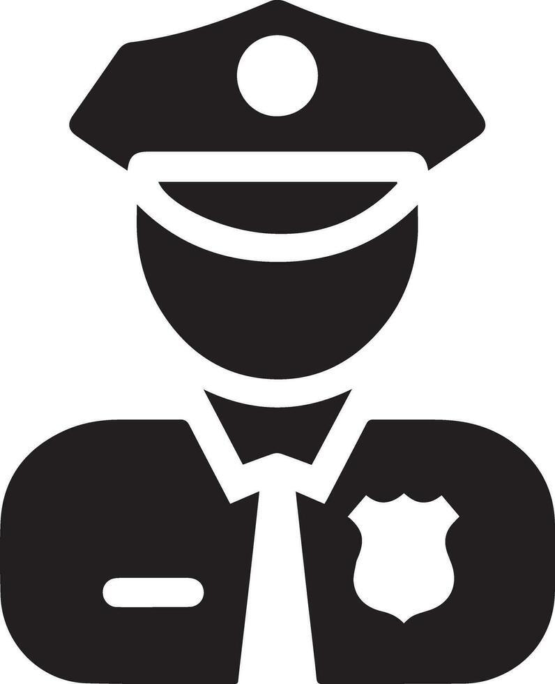 Minimal Police icon vector silhouette, white background, fill with black 24