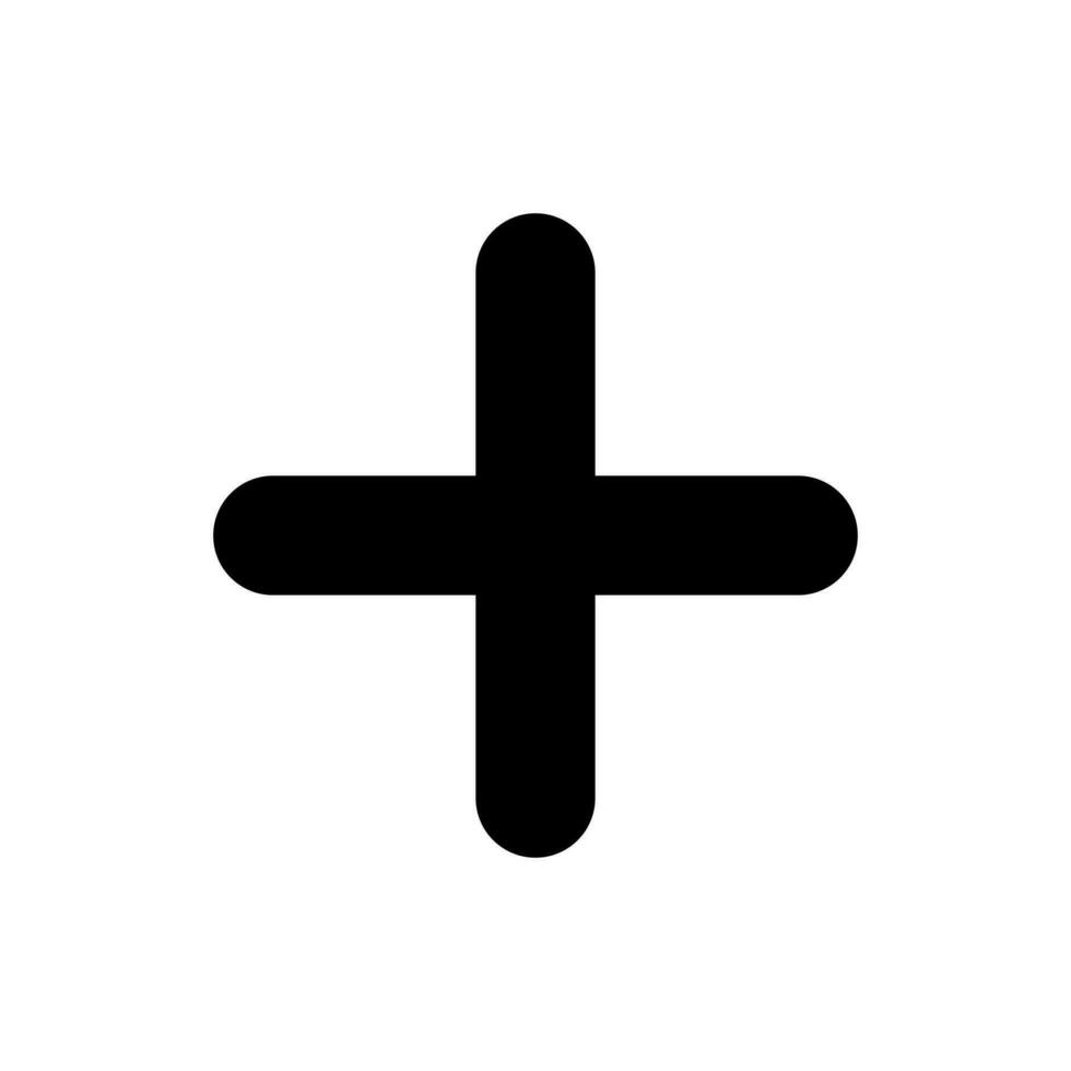 Plus, add icon in rounded style. Positive symbol vector