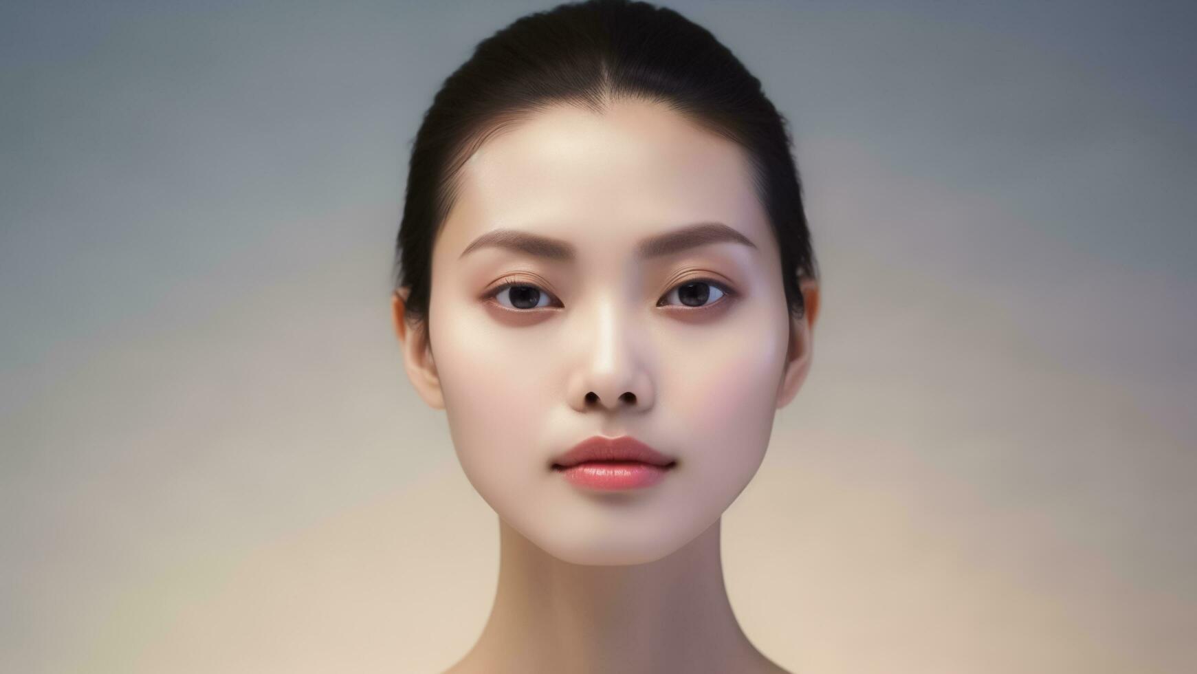 AI generated Beauty young asian woman with clean fresh skin Girl beauty face care. Facial treatment. AI Generated photo