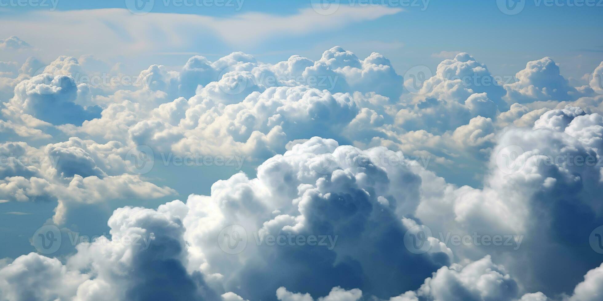 AI generated background, cloudscape, aerial view of cumulus clouds photo