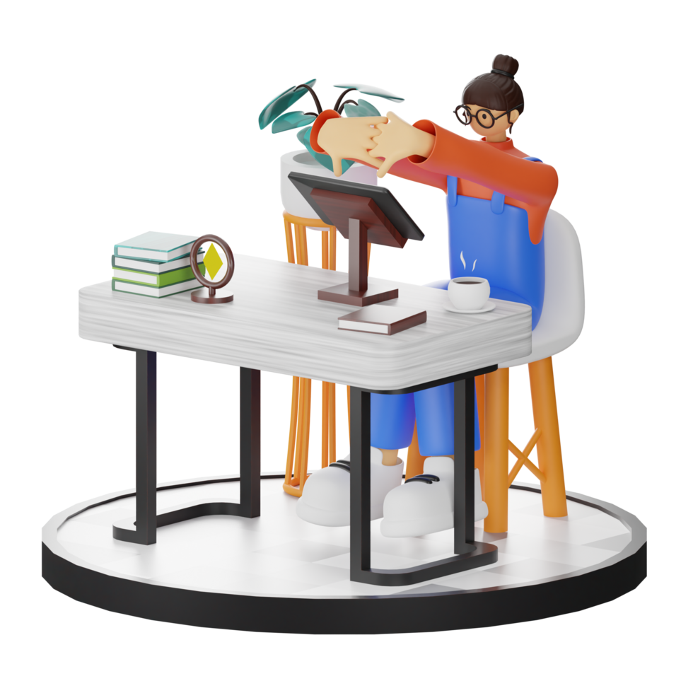 A Teenage Girl Engaged in 3D Digital Drawing at the Computer Desk png
