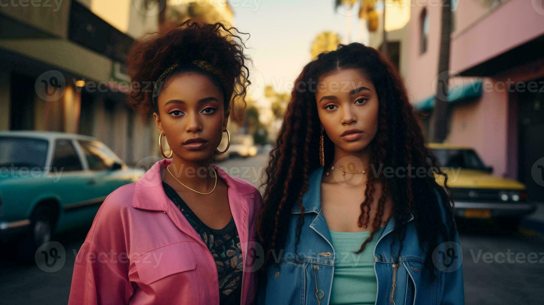 AI generated Back to the '90s Positive vibes Afro American girls. photo