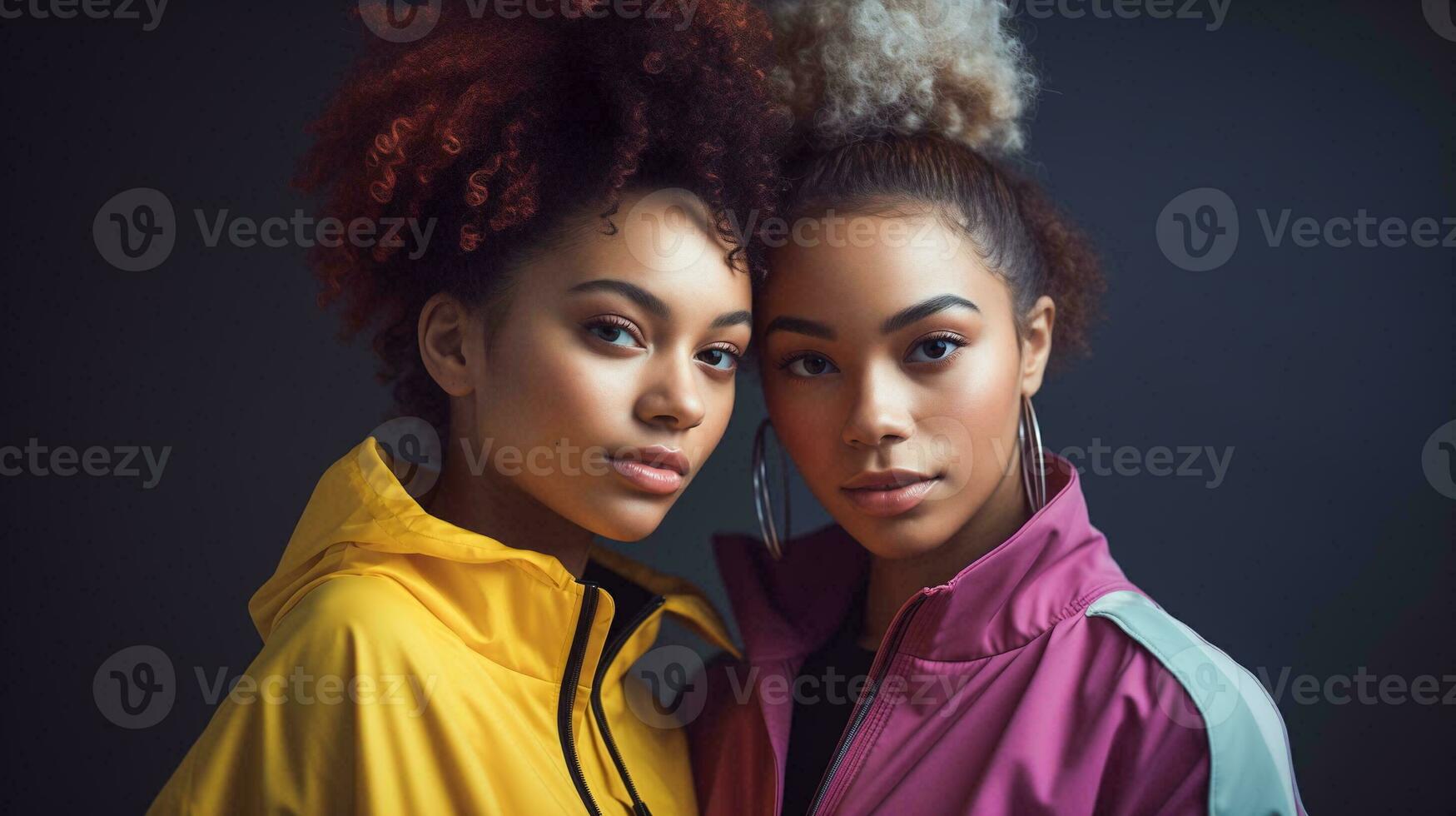 AI generated Back to the '90s Positive vibes Afro American girls. photo
