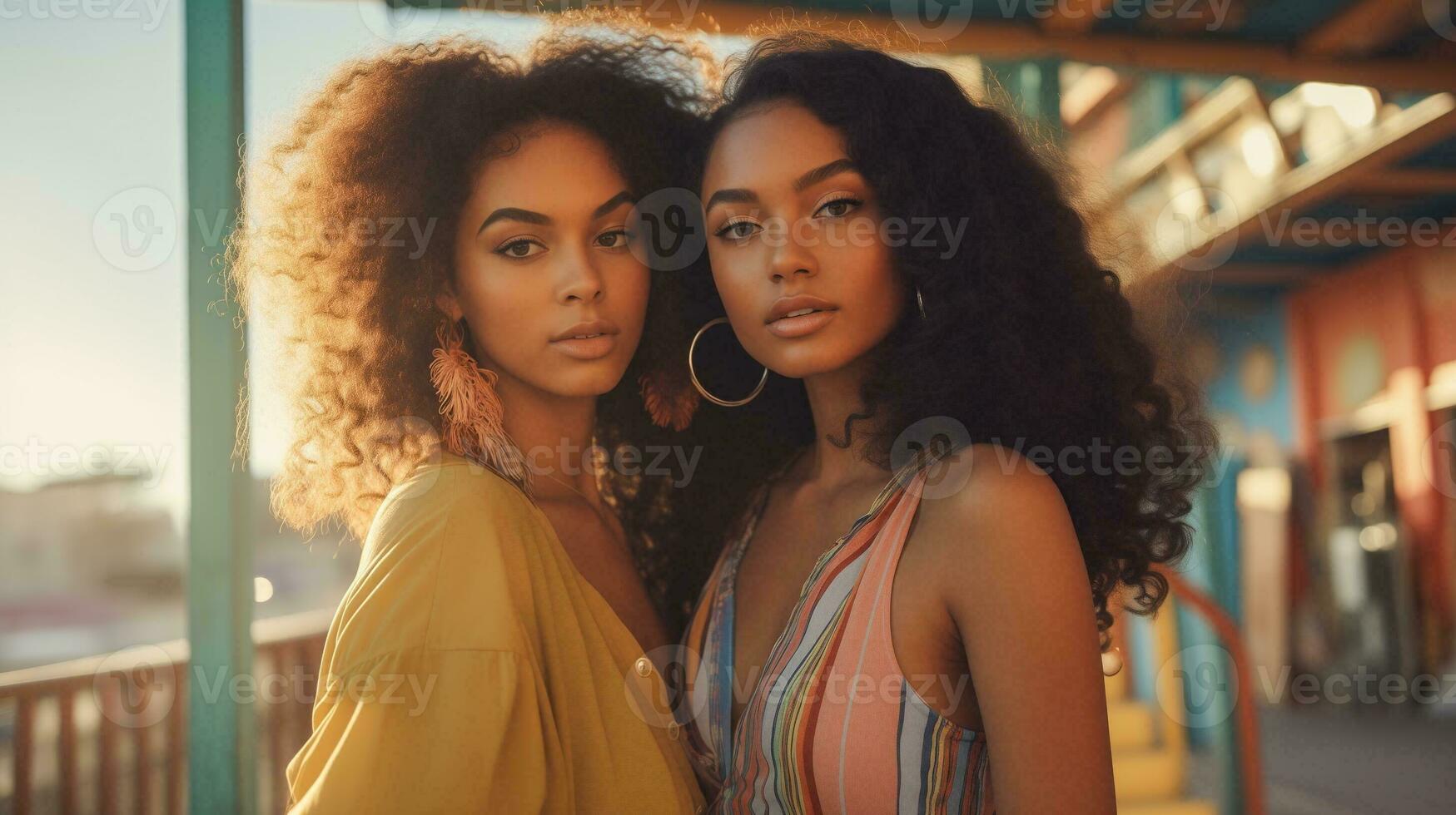 AI generated Back to the '90s Positive vibes Afro American girls. photo