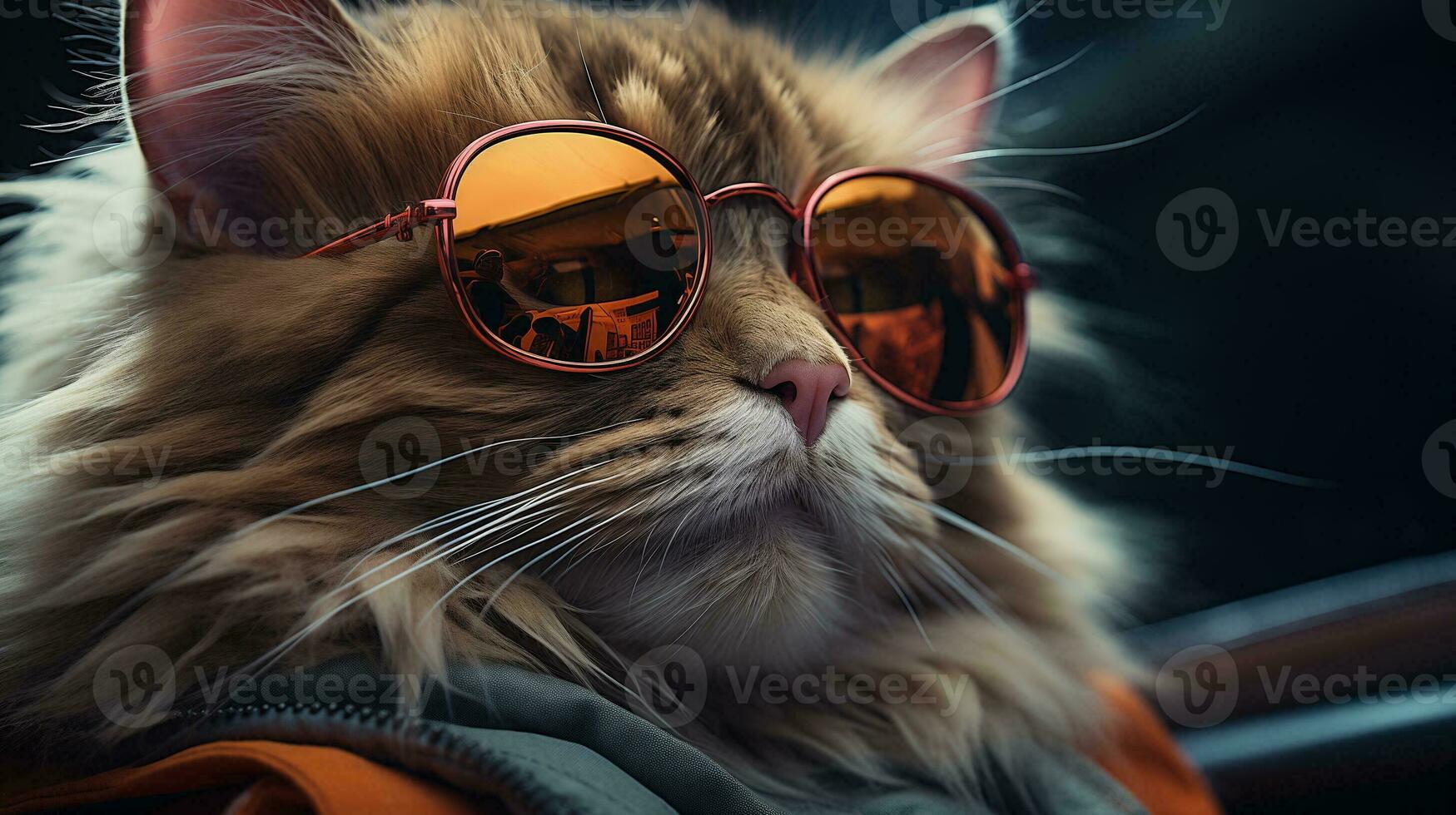 AI generated Cool rich successful Cat with sunglasses photo