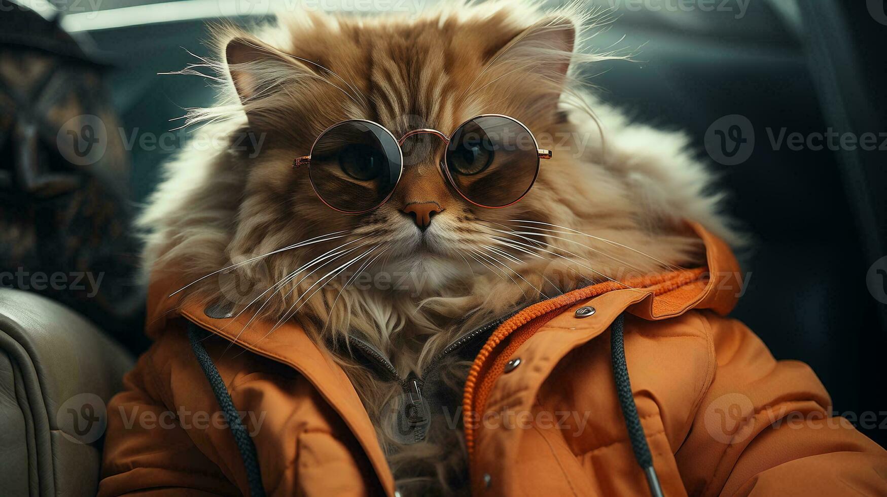 AI generated Cool rich successful Cat with sunglasses photo