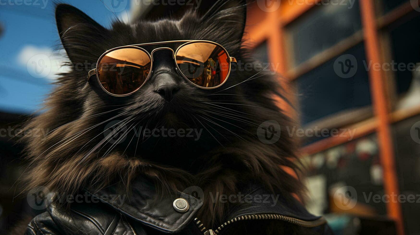 AI generated Cool rich successful cat with sunglasses photo