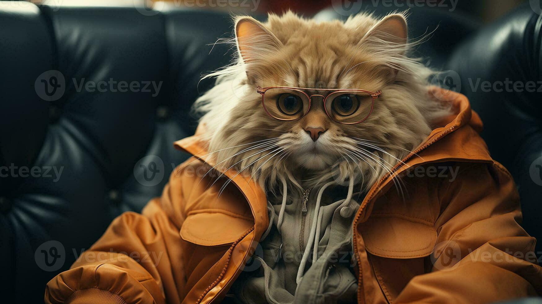 ai generado frio Rico exitoso gato con lentes foto