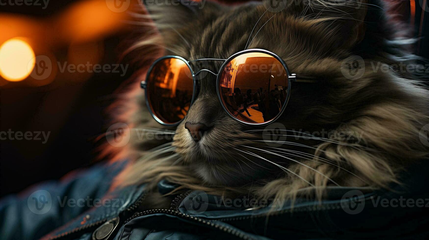 AI generated Cool rich successful cat with sunglasses photo