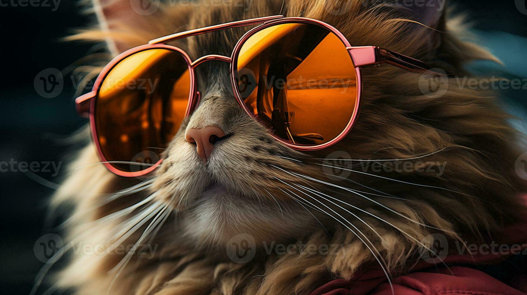 AI generated Cool rich successful Cat with sunglasses photo