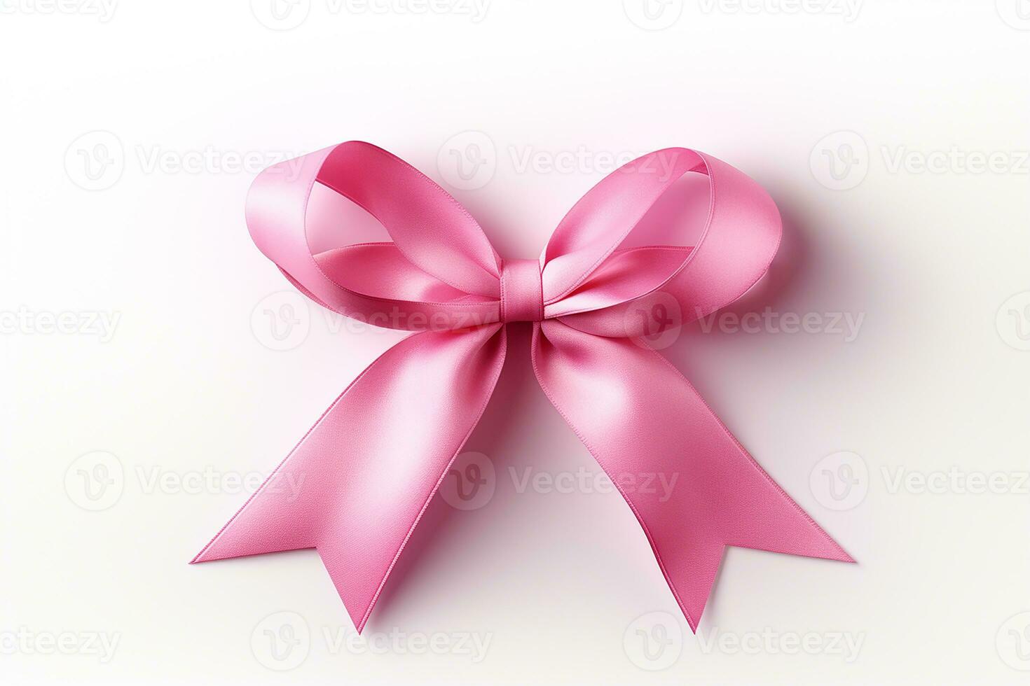 AI generated Cute Pink Ribbon on Isolated Background photo