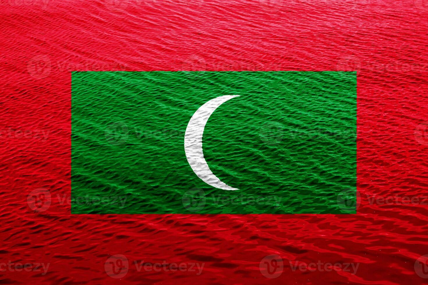 Flag of Republic of Maldives on a textured background. Concept collage. photo