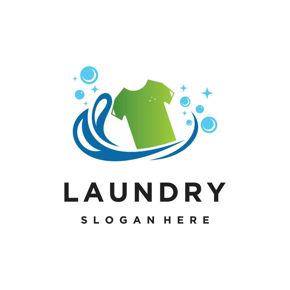 Laundry logo template with modern concept and business Premium Vector