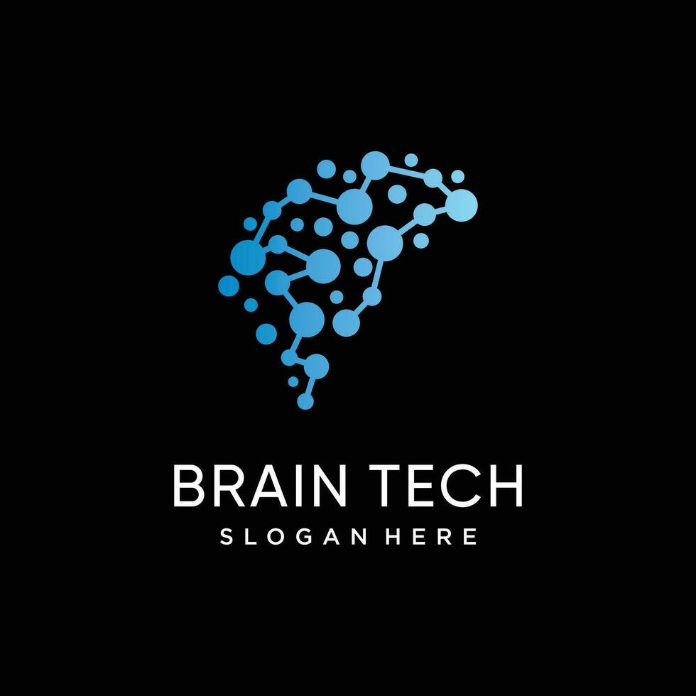 Brain technology logo template with modern and advanced concept Premium Vector