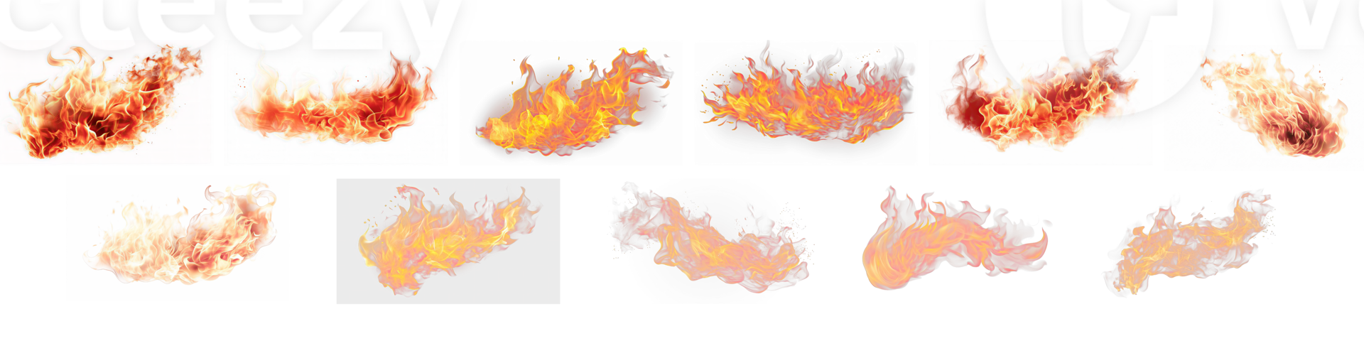 AI generated A group of Realistic Flames on transparent background png