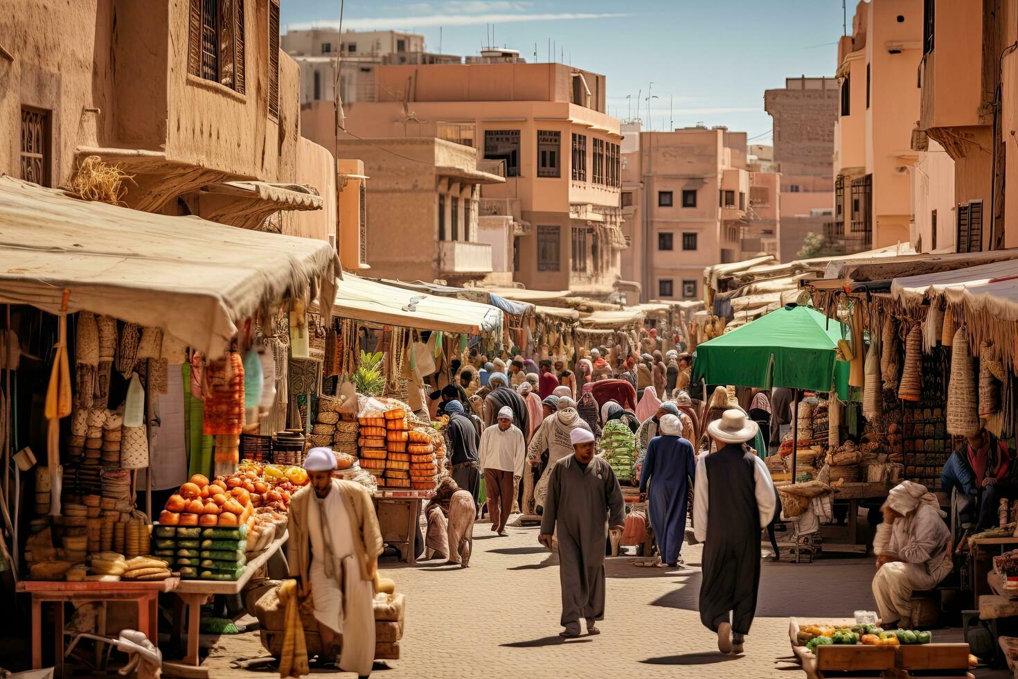 AI generated people in the souk circa September 2013 in Marrakesh, AI Generated photo