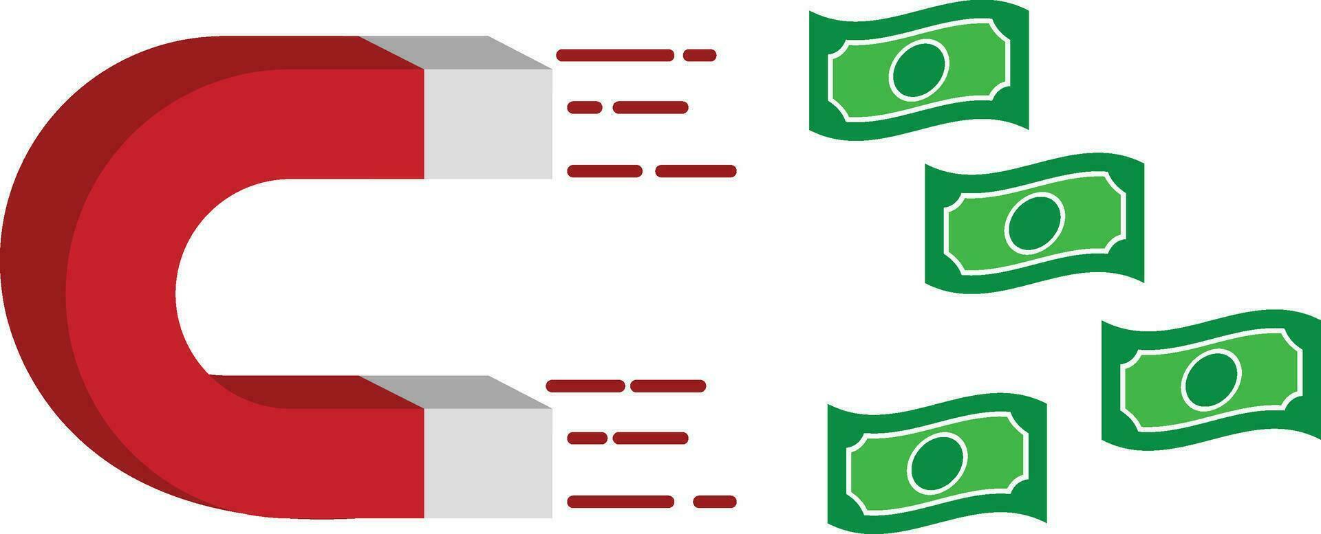 dinero imán, atrayendo dinero icono vector