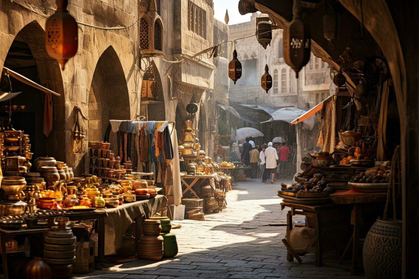 AI generated view of a street in Fes circa September 2014 in Fes, AI Generated photo