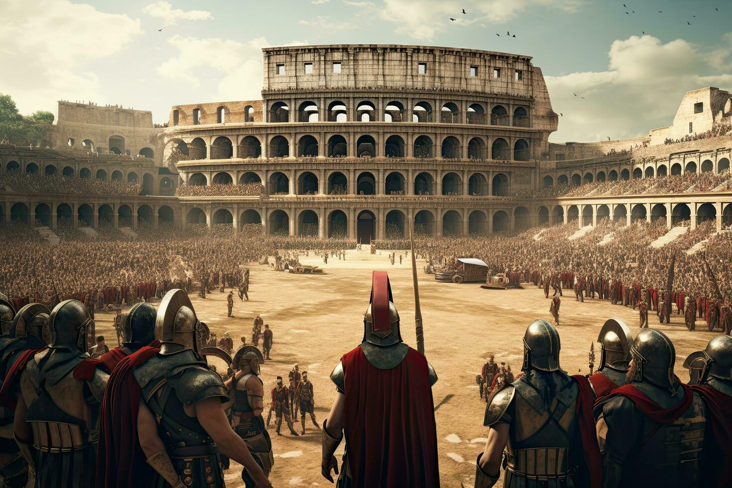 AI generated Roman Colosseum in Rome, Italy. Roman Colosseum is one of the main tourist attractions in Rome, AI Generated photo