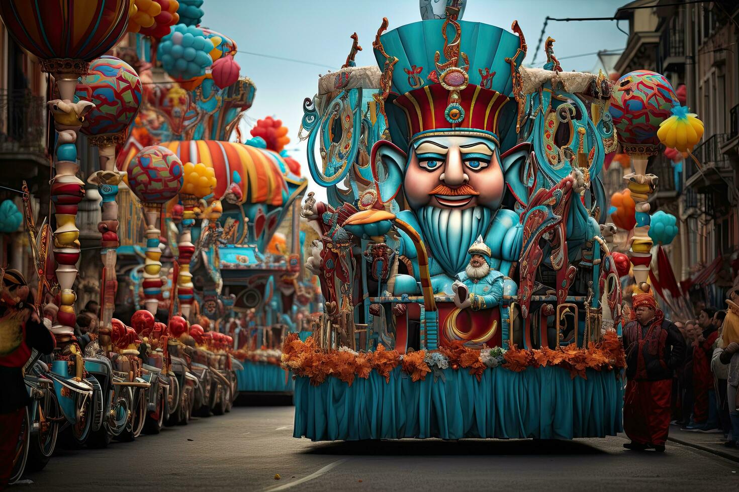 ai generado tradicional carnaval desfile en Barcelona, España, ai generado foto