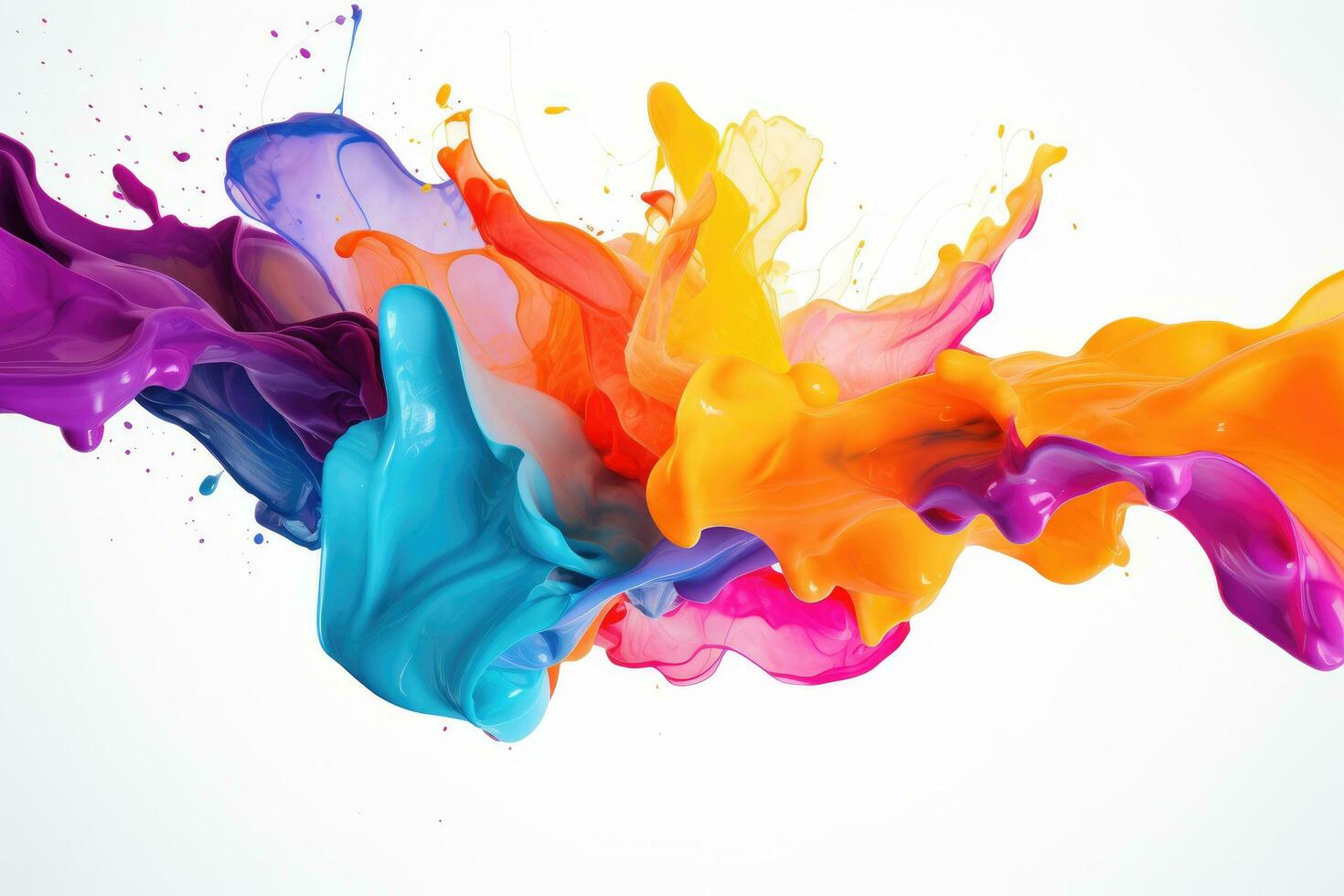 AI generated Colorful paint splashes isolated on white background. Abstract art. Colorful paint splashes and blots on a black background, AI Generated photo