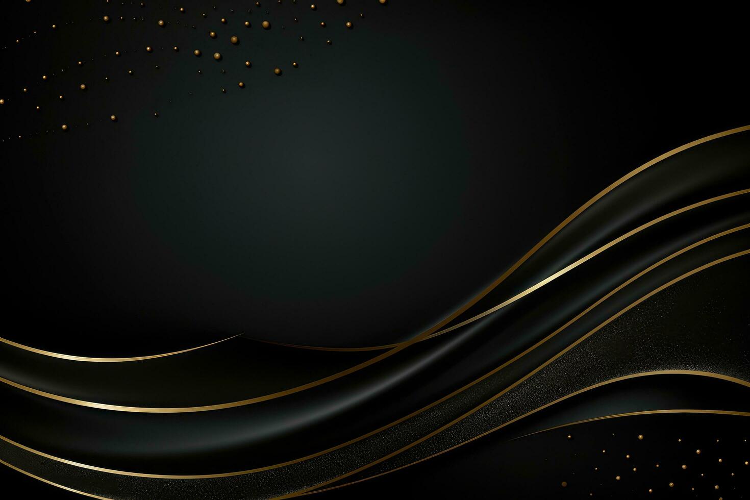 AI generated Abstract black and golden wavy background. Vector illustration eps10, Create a luxurious black line background, AI Generated photo